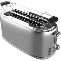 Cecotec Langschlitz-Toaster Toast&Taste 1600 Retro Double Inox edelstahl, 1.630 Watt, für 4 Scheiben Toast