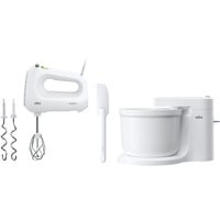 Braun Handmixer MultiMix 1 weiß, 400 Watt, mit 3 Liter Mixschüssel und MultiMix Ständer
