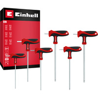 EINHELL T-Griff Schraubendreher-Set, 6-teilig rot/schwarz, Ergonomische Zweikomponentengriffe