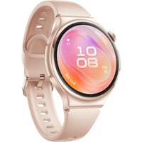 Huawei Watch 6 42mm (Leib-L19F), Smartwatch gold, pinkes Fluoroelastomer-Armband