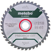 Metabo Kreissägeblatt "precision cut wood - classic", 216x30 Z40 WZ 5°neg für Handkreissägen