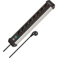 Brennenstuhl Premium-Alu-Line Steckdosenleiste 8-fach schwarz/aluminium, 3 Meter Kabel, mit Sicherheitsschalter
