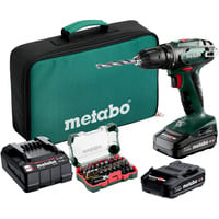 Metabo BS 18 Set (602207930) Akku-Bohrschrauber, 18Volt grün/schwarz, 2x Li-Ionen Akku 2,0Ah, in Werkzeugtasche + 32-teiliges Zubehör