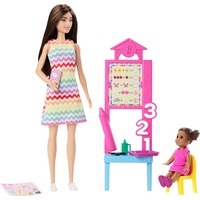 Mattel Barbie Lehrerin-Puppe mit Kleinkind-Puppe und Unterrichtszubehör