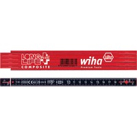 Wiha Gliedermaßstab Longlife Plus Composite, 2 Meter, Messlatte rot/schwarz