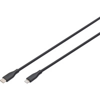 Digitus USB 2.0 Silikon-Kabel USB-C > Lightning, MFI zertifiziert schwarz, 1 Meter, PD 2.0, Laden mit bis zu 60 Watt