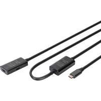 Digitus Aktives USB 3.2 Gen 1 Verlängerungskabel, USB-C Stecker > USB-C Buchse schwarz, 10 Meter, Repeater Kabel