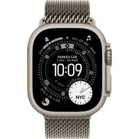 Apple Watch Ultra 3, Smartwatch titan, 49 mm, Milanaise Armband Titan Natur S, Titangehäuse, Cellular