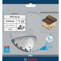 Bosch Professional PRO Wood cordless Kreissägeblatt, Ø 136mm, 24Z Bohrung 20mm, für Akku-Handkreissägen