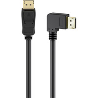 goobay Kabel DisplayPort Stecker 90° > DisplayPort Stecker, 8K / 144Hz schwarz, 5 Meter, 1 Stecker 90° seitlich abgewinkelt, 54 Gbit/s, DisplayPort 2.0 / 2.1