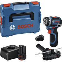 Bosch Professional Akku-Bohrschrauber GSR 12V-32 FC Professional, 12Volt blau/schwarz, 2x Li-Ionen Akku 2,0Ah, L-BOXX, Metallbohrfutteraufsatz, Bohrhammeraufsatz 