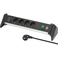Brennenstuhl Alu-Office-Line Steckdosenleiste 4-fach, 2x USB, für den Schreibtisch schwarz/aluminium, 1,8 Meter Kabel, USB-A, USB-C PD, mit Sicherheitsschalter