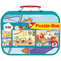 Schmidt Spiele Bobo Siebenschläfer Puzzle-Box im Metallkoffer 2x 26 Teile, 2x 48 Teile