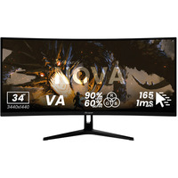 Arozzi Nova 34T2K165, Gaming-Monitor 86.4 cm (34 Zoll), schwarz, UWQHD, VA, Curved, HDMI, DP, Lautsprecher, 165Hz Panel