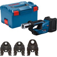 Bosch Akku-Presswerkzeug GPT 18V-19 Professional solo, 18Volt, Kit TH, Pressmaschine blau, ohne Akku und Ladegerät, 3 Pressbacken Compact TH, in L-BOXX