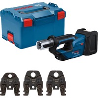 Bosch Akku-Presswerkzeug GPT 18V-19 Professional solo, 18Volt, Kit M, Pressmaschine blau, ohne Akku und Ladegerät, 3 Pressbacken Compact M, in L-BOXX