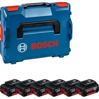 Bosch PRO Akku GBA 18V 4.0Ah Professional, 6 Stück blau/schwarz, L-BOXX, AMPShare Alliance