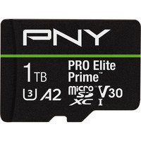 PNY Pro Elite Prime microSD 1 TB, Speicherkarte schwarz/grün, Class 10, U3, V30, A2, SD-Adapter