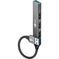 goobay Slim 4-Port USB-Hub, USB-A auf USB-A, USB 3.2 hellgrau