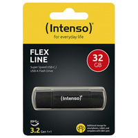 Intenso Flex Line 32 GB, USB-Stick schwarz, USB-C und USB-A