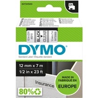 Dymo D1 ORIGINAL Schriftband, schwarz auf transparent, 12mm x 7m S0720500