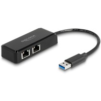 DeLOCK USB Typ-A Adapter zu 2 x Gigabit LAN, LAN-Adapter