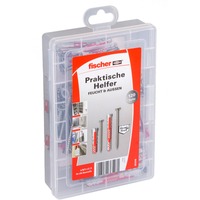 fischer Praktische Helfer Feucht & Außen, Edelstahl, Dübel hellgrau/rot, 120-teilig