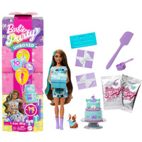 Mattel Barbie Party Unboxed Haustier Geburtstag Serie - blaues Kleid, Puppe