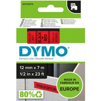 Dymo D1 ORIGINAL Schriftband, schwarz auf rot, 12mm x 7m S0720570