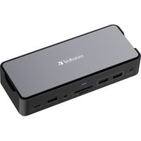 Verbatim USB-C Pro Docking Station mit SSD Steckplatz, Dockingstation aluminium/schwarz, HDMI, DP, RJ-45, USB-A, USB-C, SD, microSD, Audio