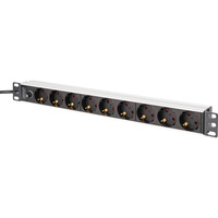 Digitus Steckdosenleiste 19" PDU mit Aluminiumprofil, 9-fach, Vorsicherung schwarz/aluminium, 2 Meter Kabel, 1 HE, 10A, Kaltgerätestecker C14