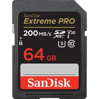 SanDisk Extreme PRO 64 GB SDXC, Speicherkarte schwarz, UHS-I U3, Class 10, V30