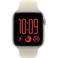 Apple Watch SE 3, Smartwatch silber, 44 mm, Sportarmband Sand S/M