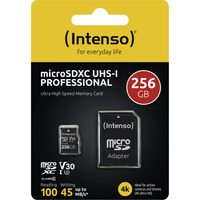 Intenso UHS-I Professional 256 GB microSDXC, Speicherkarte schwarz, UHS-I U3, Class 10