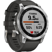 Garmin fēnix 7 - Standard Edition, Smartwatch silber, 47 mm, graphitfarbenes Armband aus Silikon