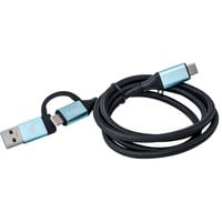 i-tec USB-C > USB-C Kabel, integrierter USB 3.0 Adapter, PD schwarz/hellblau, 1 Meter