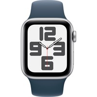 Apple Watch SE (2023), Smartwatch silber/blau, 40 mm, Sportarmband, Aluminium