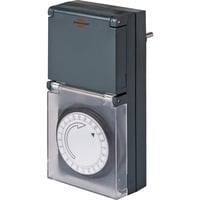 Brennenstuhl Tages-Zeitschaltuhr MZ44 dunkelgrau, Mechanische Zeitschaltuhr mit 24 Stunden Programm für innen und außen.
