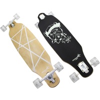 Muuwmi Lights Longboard GLOW ABEC 7 Pablo, Skateboard schwarz/grün, mit Leuchtrollen und Glow-Effekt