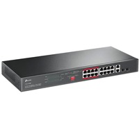 TP-Link TL-SL1218MP, Switch schwarz, 16-Port-10/100Mbit/s-+2-Port-Gigabit- Unmanaged PoE-Switch