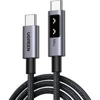 UGREEN Uno USB-C auf USB-C Kabel (100W) schwarz/grau, 0,5 Meter, PD 100 Watt, mit Display