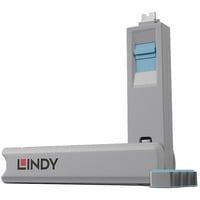 Lindy USB Typ C Port Schlüssel mit 4 Schlössern, Schloss Code Blau