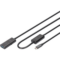 Digitus Aktives USB 3.2 Gen 1 Verlängerungskabel, USB-C Stecker > USB-A Buchse schwarz, 10 Meter, Repeater Kabel