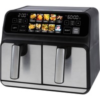 ProfiCook Doppel-Heißluftfritteuse PC-FR 1287 H edelstahl/schwarz, 2.200 Watt, 2 Körbe je 4 Liter