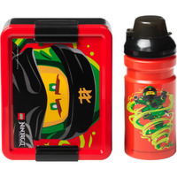 Room Copenhagen LEGO Lunch Box Set Ninjago , Geschirr rot/schwarz, 2-teilig, mit Trinkflasche