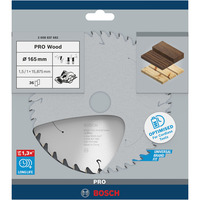 Bosch Professional PRO Wood cordless Kreissägeblatt, Ø 165mm, 36Z Bohrung 15,875mm, für Akku-Handkreissägen