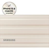 Samsung Portable SSD T7 Shield 2 TB, Externe SSD beige, USB-C 3.2 Gen 2 (10 Gbit/s), extern