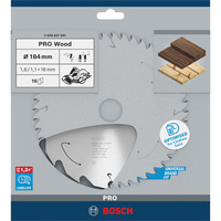 Bosch PRO Wood cordless Kreissägeblatt, Ø 184mm, 16Z Bohrung 16mm, für Akku-Handkreissägen