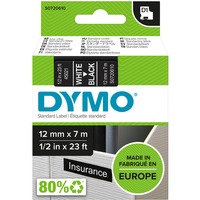 Dymo D1 ORIGINAL Schriftband, weiß auf schwarz, 12mm x 7m S0720610