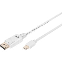 Digitus mini-DisplayPort > DisplayPort Anschlusskabel, Full HD 1080p weiß, 2 Meter